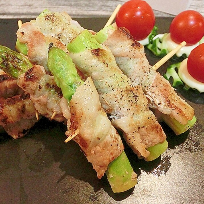 アスパラ肉巻き 白ワイン蒸し♪